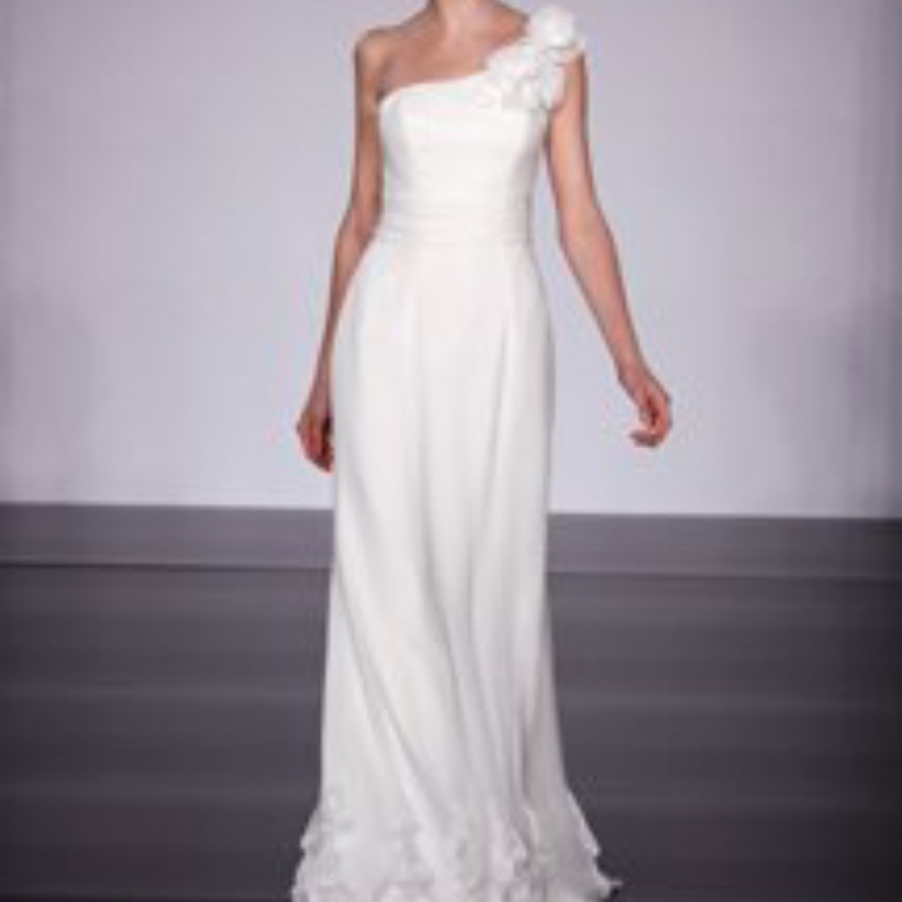 Priscilla of Boston One Shoulder Wedding Gown